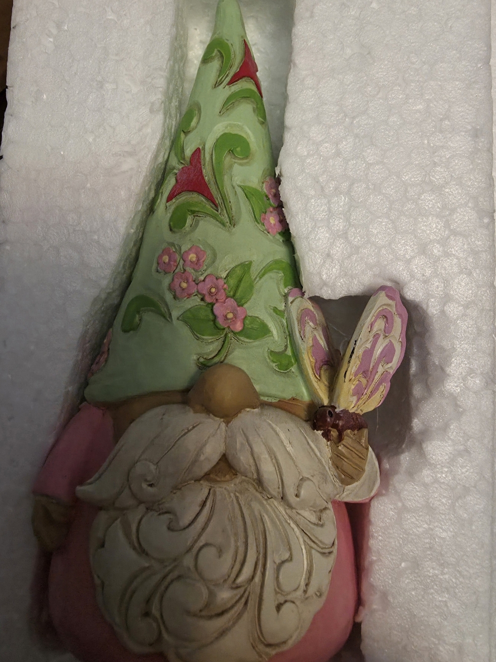 Jim Shore Garden Guest Gnome in Green and Pink